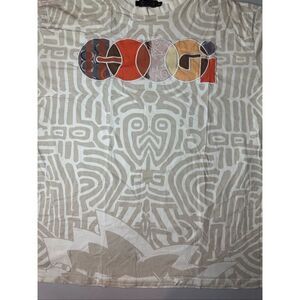 COOGI Mens White Tan Embroidered Crest Logo Graphic Short Sleeve T-Shirt Size 5X